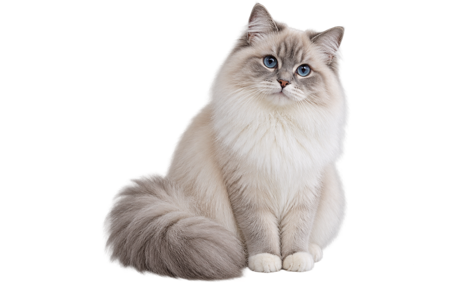 クリーム色とシルバーの長毛猫の生成ペット写真
